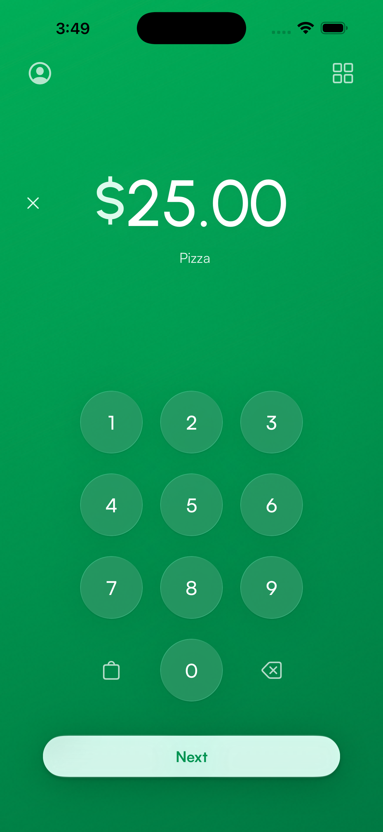 Payment for Stripe app - amount entry screen